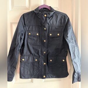 J.CREW Navy Resin Coated Cotton Field Jacket
